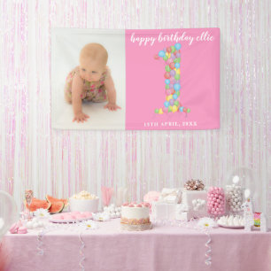 Banderoles Bébé Garçon 1er Anniversaire Ballons Numéro Un