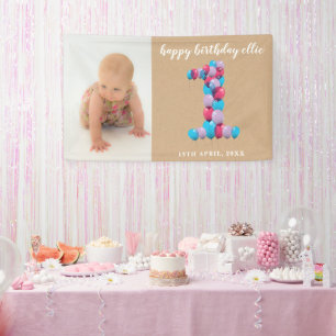 Banderoles Bébé Garçon 1er Anniversaire Ballons Numéro Un
