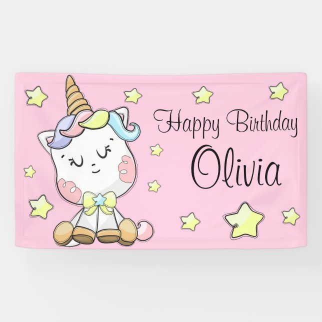 Banderoles Bébé magique Unicorn et étoiles Anniversaire (Horizontal)