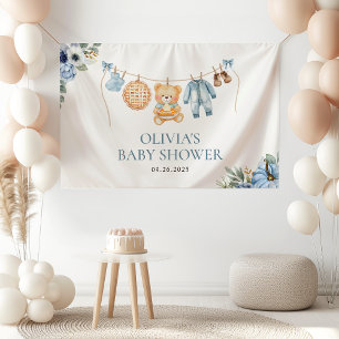 Banderoles Bébé Ourson Bleu Automne Gâteau Garçon Baby Shower