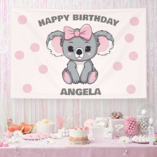 Banderoles Bébé rose Koala Ours