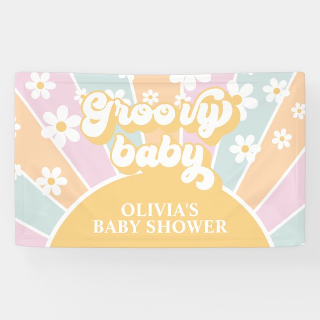 Banderoles Bébé super Retro Sunshine Pastel Daisy (Horizontal)