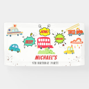 Banderoles Beep de Honk vroom véhicules heureux garçon annive