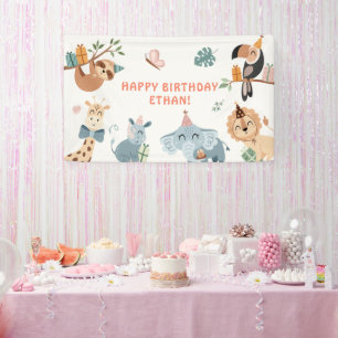 Banderoles Belle fête Safari Animaux Anniversaire de enfant