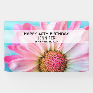 Banderoles Belle Fleur rose Gros plan Photo Anniversaire