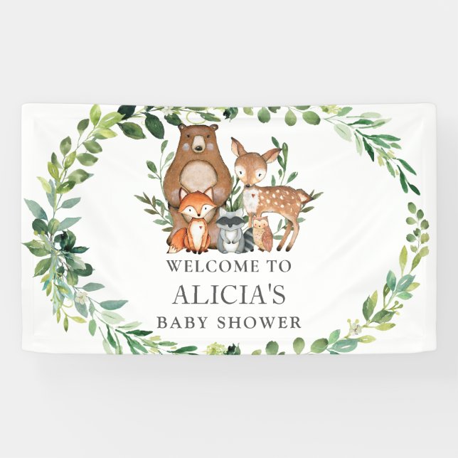 Banderoles Belle verdure Baby shower animalier en bois en toi (Horizontal)