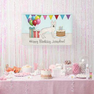 Banderoles Berger suisse blanc GSD coloré Joyeux anniversaire