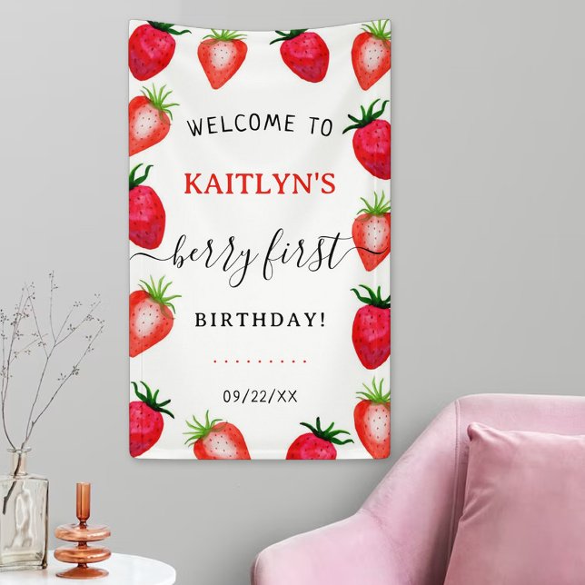Banderoles Berry aux fraises sucrées Accueil pour le premier  (Créateur téléchargé)