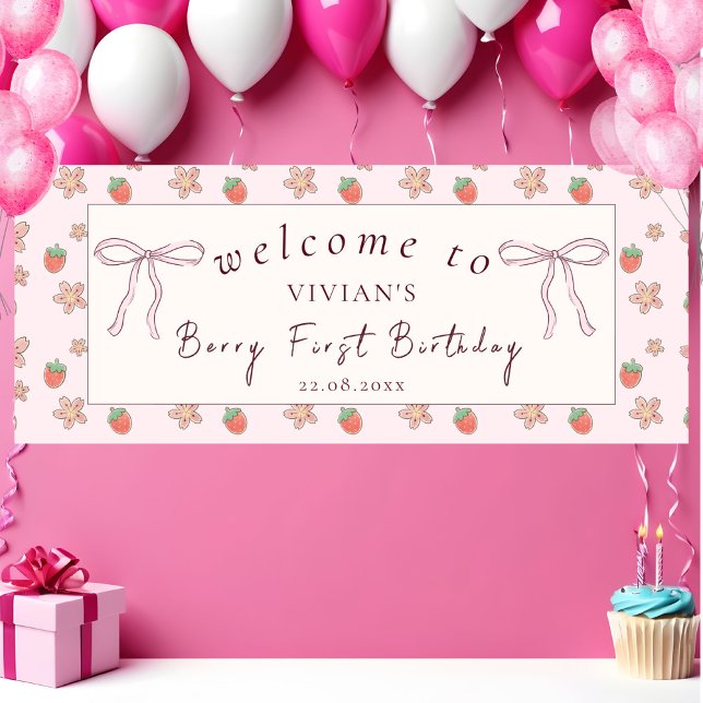 Banderoles Berry d'été Première fête d'anniversaire Bienvenue (Créateur téléchargé)