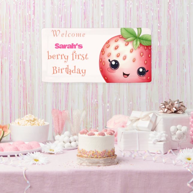 Banderoles Berry doux premier anniversaire (Fête)