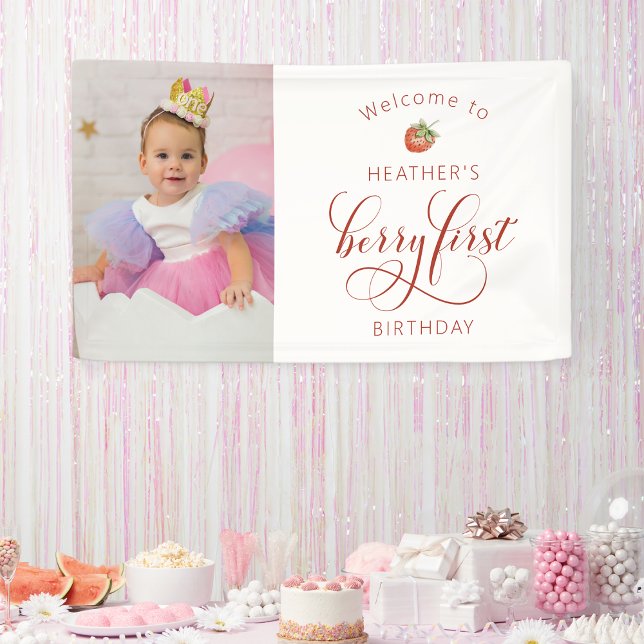 Banderoles Berry Premier anniversaire (Berry First Birthday Welcome Banner by Painted Paperie
)