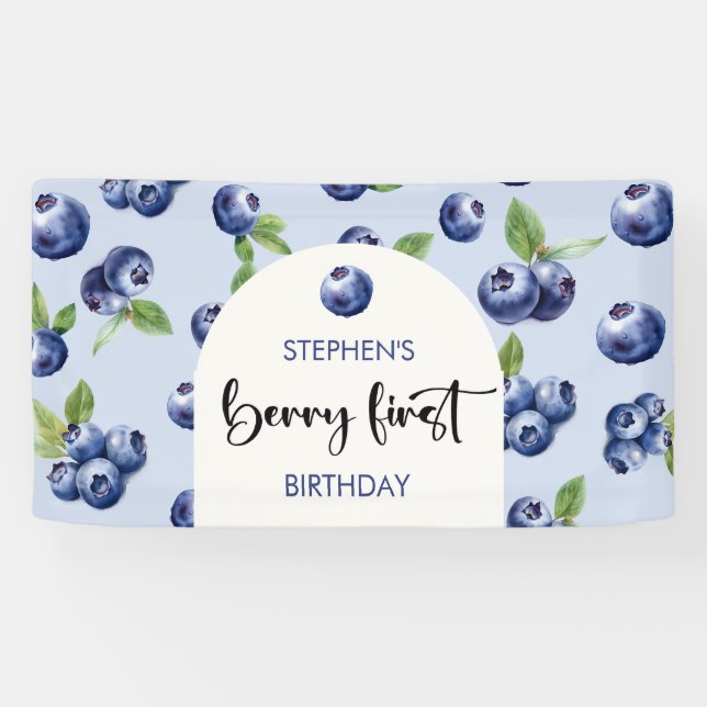 Banderoles Berry premier anniversaire de enfant de bleuets (Horizontal)