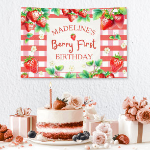 Banderoles Berry Premier anniversaire - fraise 1er B