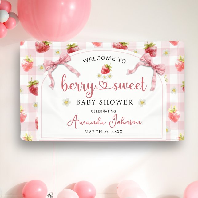 Banderoles Berry rose fraise Baby shower doux Bienvenue (Créateur téléchargé)