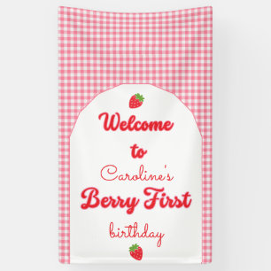 Banderoles Berry Sweet Strawberry 1er fête d'anniversaire
