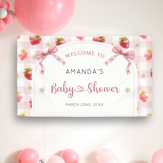 Banderoles Berry Sweet Strawberry Baby shower de bienvenue (Créateur téléchargé)