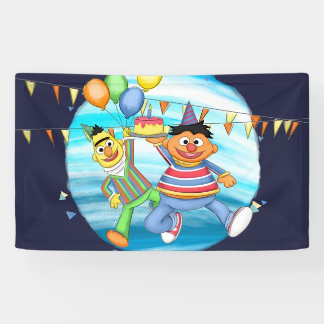 Banderoles Bert et Ernie Balloons d'anniversaire (Horizontal)