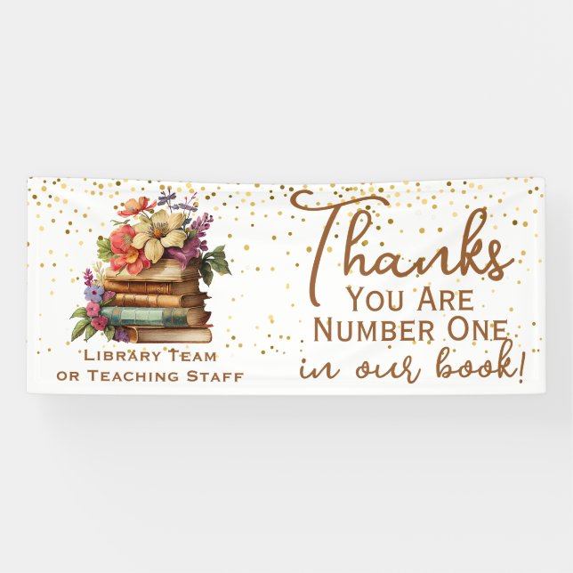 Banderoles Bibliothèque de l'école numéro un Merci de livre (Horizontal)