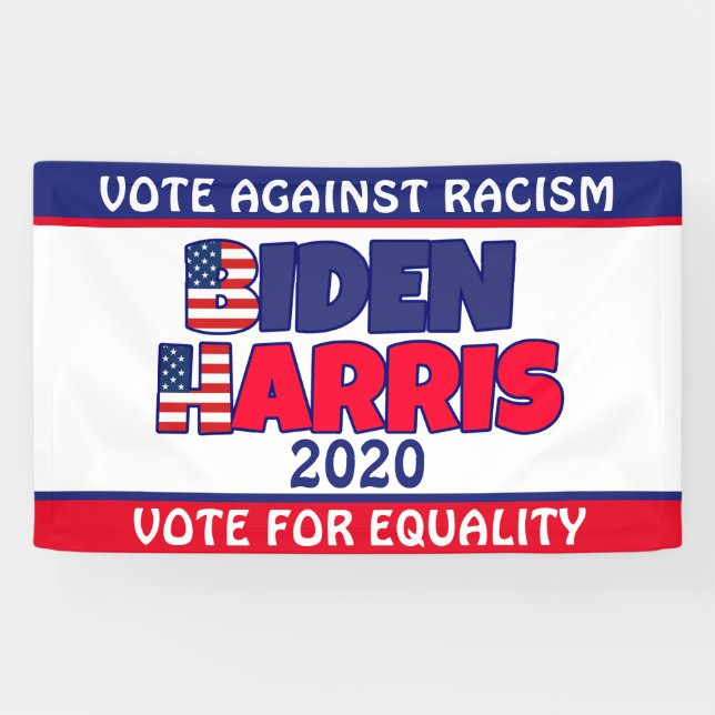 Banderoles Biden Harris 2020 Votez contre le racisme (Horizontal)