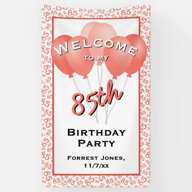 Banderoles Bienvenue 85e anniversaire Numéro Patten Coral/Bla (Vertical)