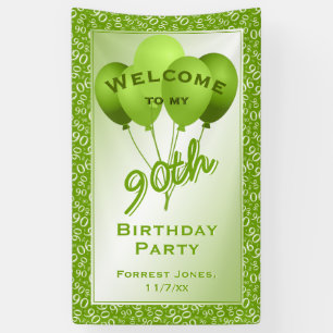 Banderoles Bienvenue 90e anniversaire Numéro Motif - Vert/Bla