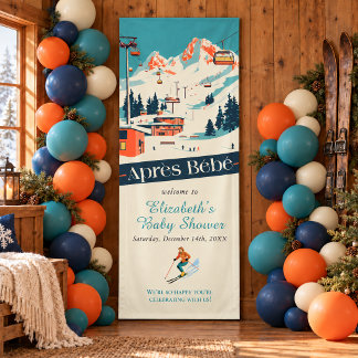 Banderoles Bienvenue à la Baby Shower Après Bébé Retro Ski