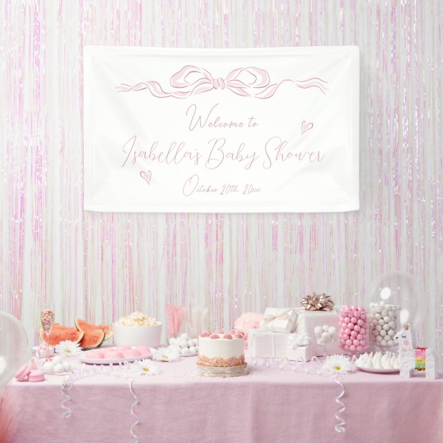 Banderoles Bienvenue à la Baby Shower Arc-en-ciel Rose Dessin (Fête)