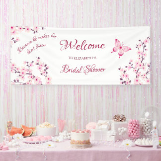 Banderoles Bienvenue à la Baby Shower Papillon Fleur de Ceris