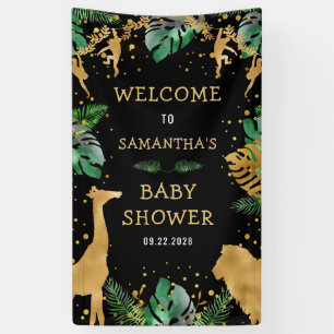 Banderoles Bienvenue à la Baby Shower Safari Noir Or Vert