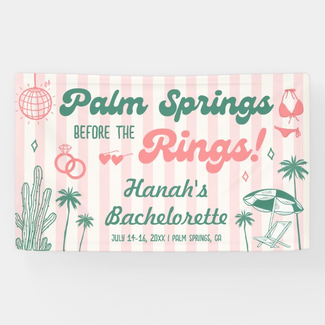 Banderoles Bienvenue à la Bachelorette rétro Palm Spring (Horizontal)