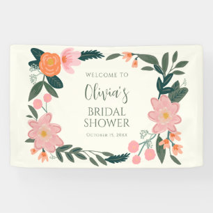 Banderoles Bienvenue à la douche de mariée florale rose perso