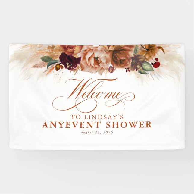 Banderoles Bienvenue à la fête de douche bohème florale en te (Horizontal)