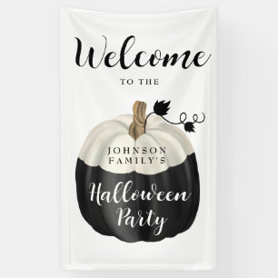 Banderoles Bienvenue à la fête d'Halloween en noir et blanc