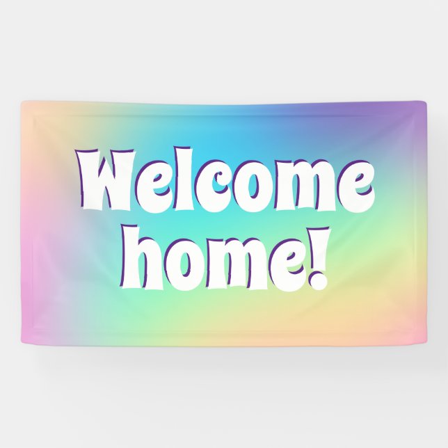 Banderoles Bienvenue à la maison ! Bandeau arc-en-ciel Pastel (Horizontal)