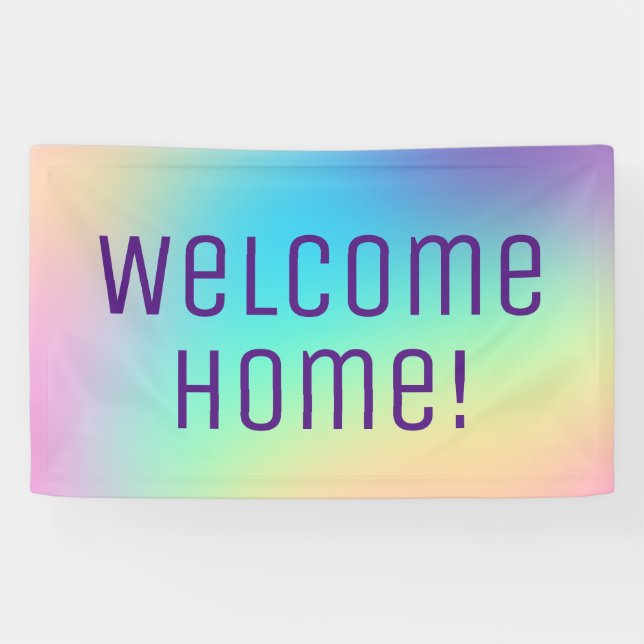 Banderoles Bienvenue à la maison ! Bandeau arc-en-ciel Pastel (Horizontal)