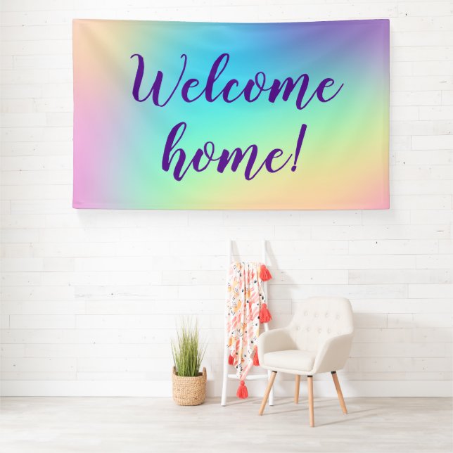 Banderoles Bienvenue à la maison ! Bandeau arc-en-ciel Pastel (Insitu)
