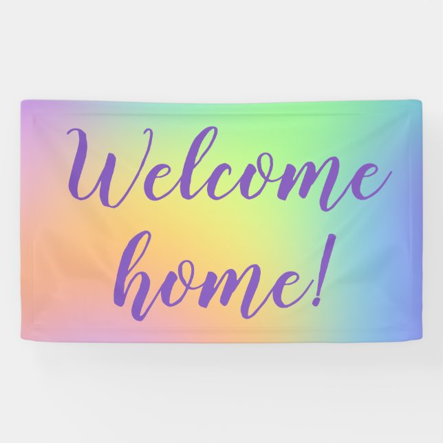 Banderoles Bienvenue à la maison ! Bandeau arc-en-ciel Pastel (Horizontal)
