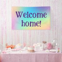 Bienvenue à la maison ! Bandeau arc-en-ciel Pastel