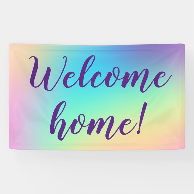Banderoles Bienvenue à la maison ! Bandeau arc-en-ciel Pastel (Horizontal)