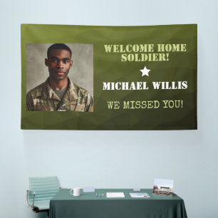 Banderoles Bienvenue à la maison Soldat Nom personnalisé Phot