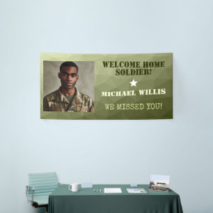 Banderoles Bienvenue à la maison Soldat Nom personnalisé Phot