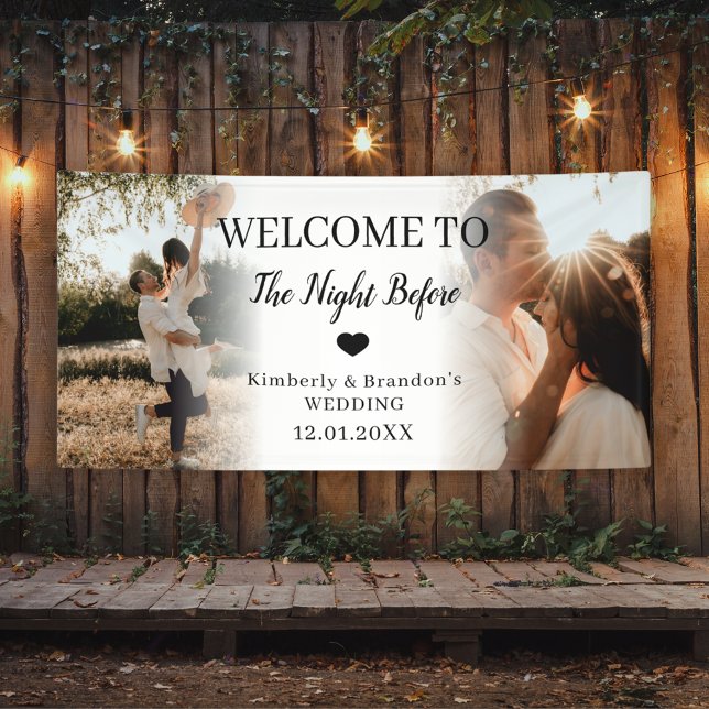 Banderoles Bienvenue À La Nuit Avant Le Mariage Custom 2 Phot (Welcome To The Night Before Wedding Custom 2 Photo Banner
)