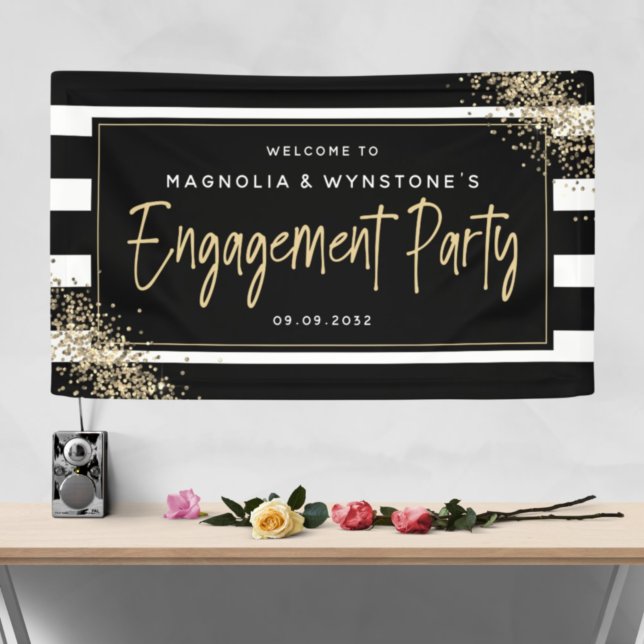 Banderoles Bienvenue à la partie d'engagement Gold Parties sc (Créateur téléchargé)
