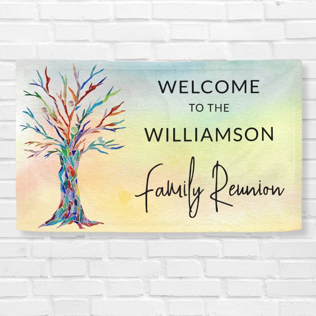 Banderoles Bienvenue à la réunion familiale de l'arbre famili (Créateur téléchargé)