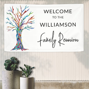 Banderoles Bienvenue à la réunion familiale de l'arbre famili