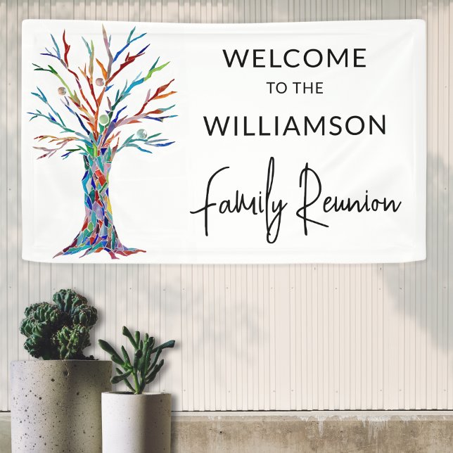 Banderoles Bienvenue à la réunion familiale de l'arbre famili (Créateur téléchargé)