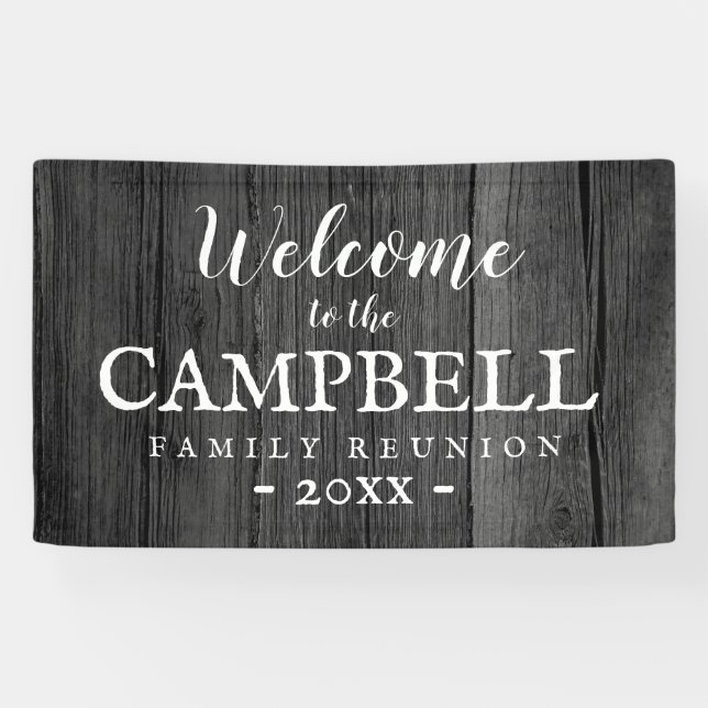Banderoles Bienvenue à la réunion familiale grange rustique b (Horizontal)