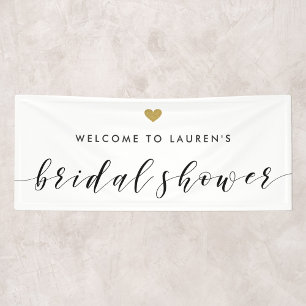 Banderoles Bienvenue à la soirée de mariage Modern Gold Heart