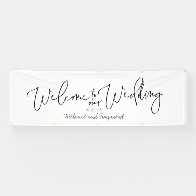 Banderoles Bienvenue À Notre Mariage 3 x 8 Pieds (Horizontal)