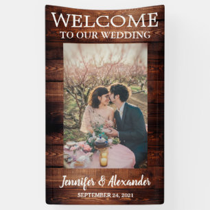 Banderoles Bienvenue à notre mariage de grange rustique Maria